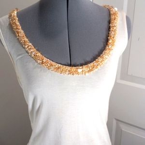 Basil ,& Maude Cream Colored W/ Embellishments, Sz M